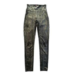 Spanx black & gold velvet sparkly leggings size S